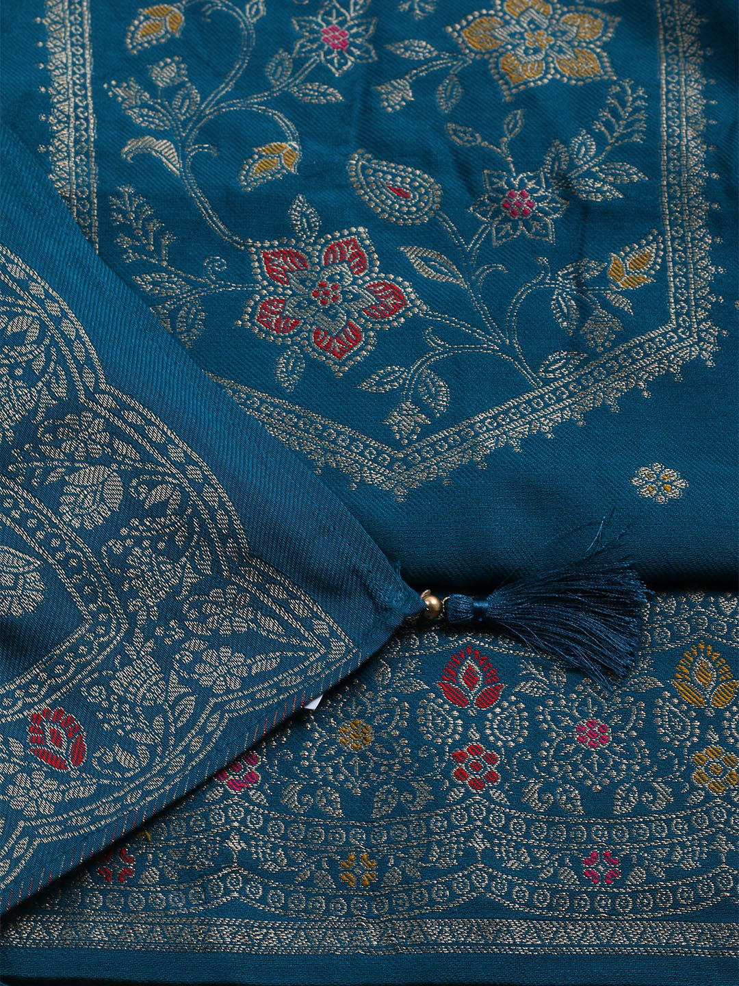 Pashmina Woven Design Unstitched Kurta With Pant &amp; Dupatta