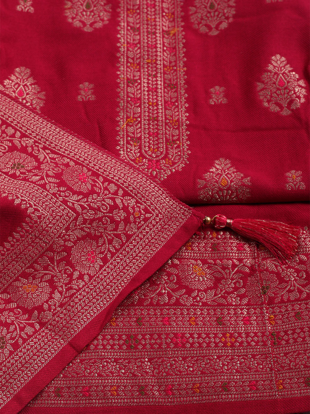 Pashmina Woven Design Unstitched Kurta With Pant &amp; Dupatta
