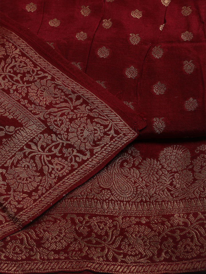 Woven Design Chanderi Unstitched Suit With Dupatta