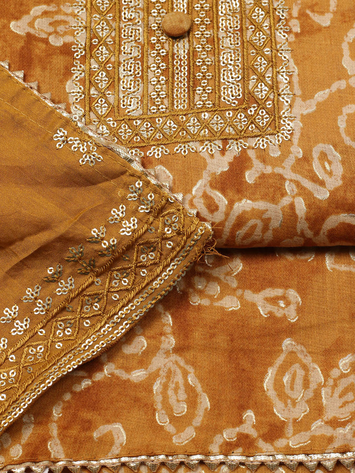 Embroidered Cotton Unstitched Suit With Pant &amp; Dupatta
