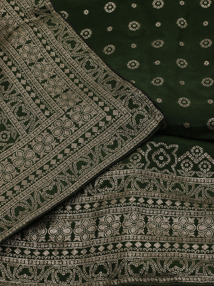 Embroidered Art Silk Unstitched Suit Piece With Dupatta