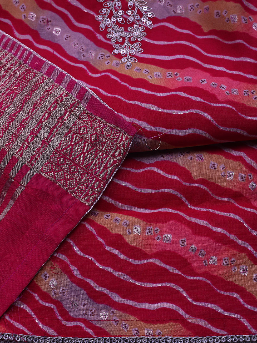 Neck Embroidered Cotton Blend Unstitched Suit With Dupatta