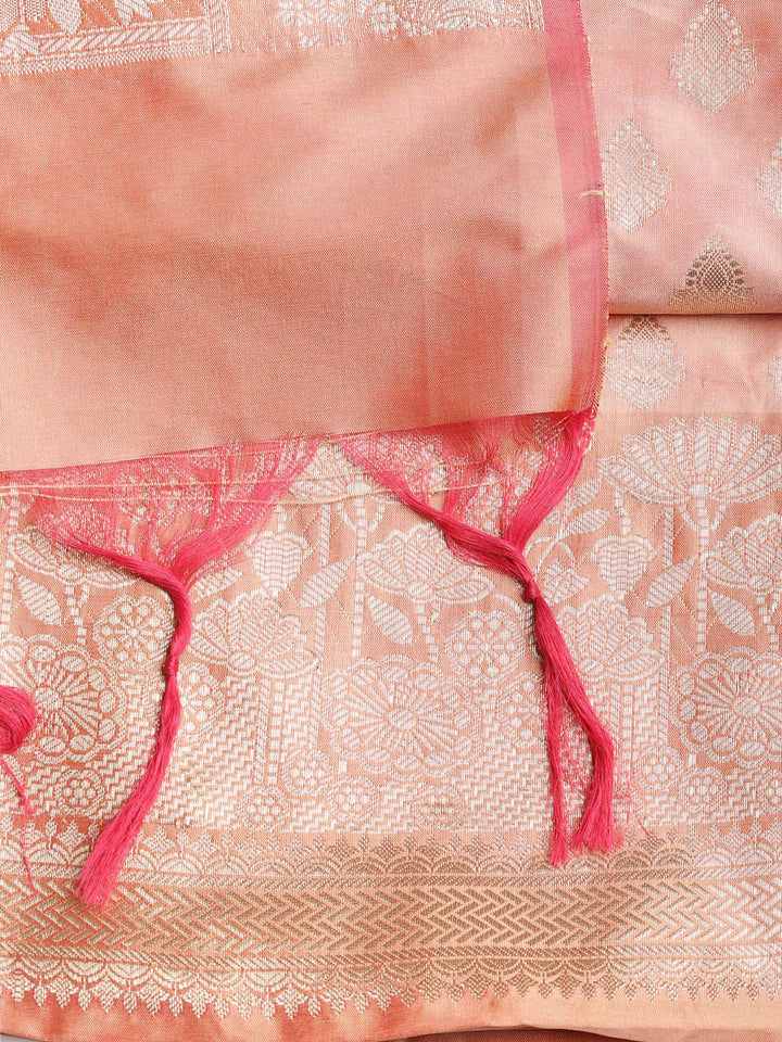 Woven Banarasi Chanderi Unstitched Suit With Dupatta