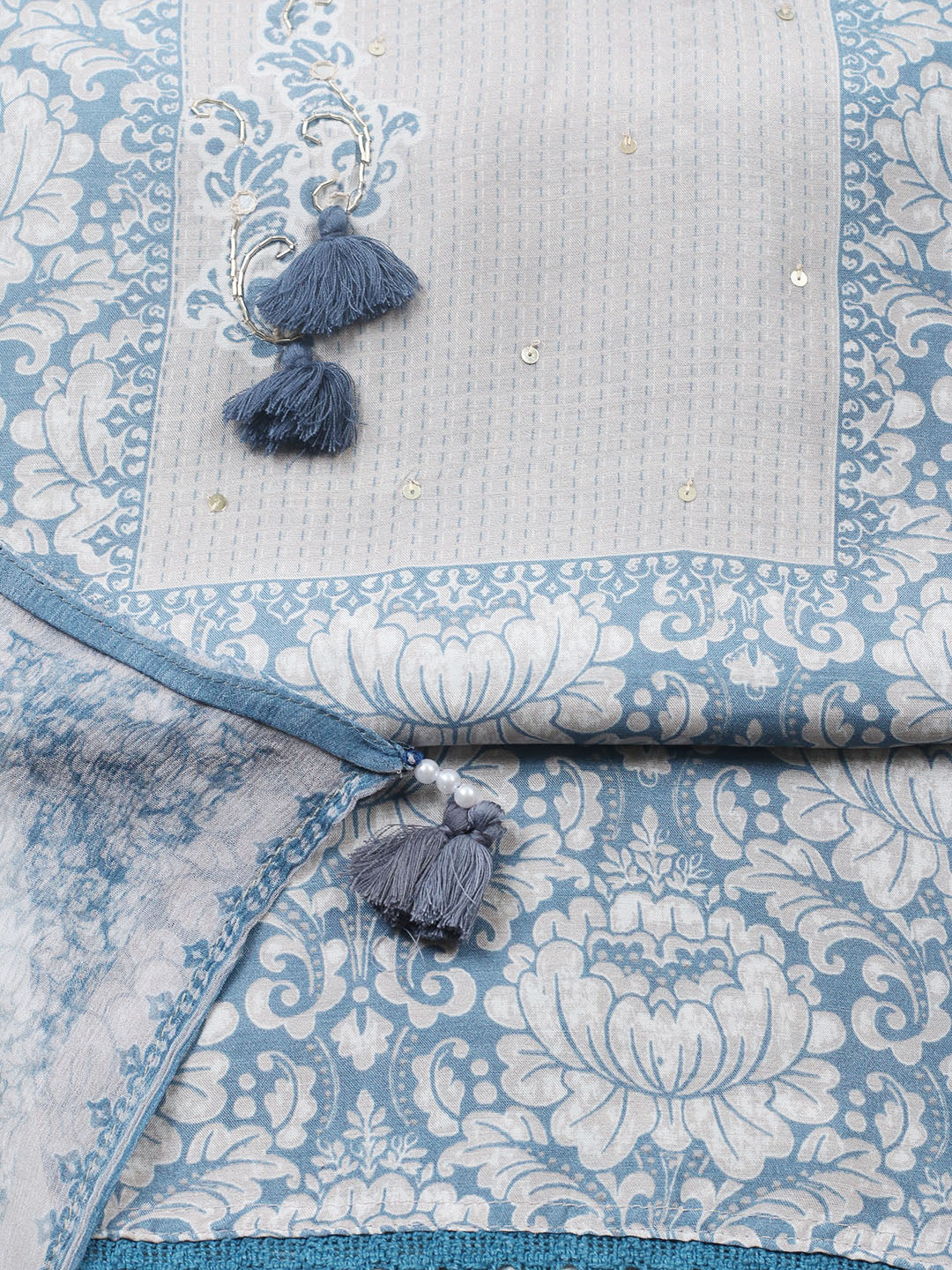 Printed Muslin Unstitched Suit With Pant &amp; Dupatta