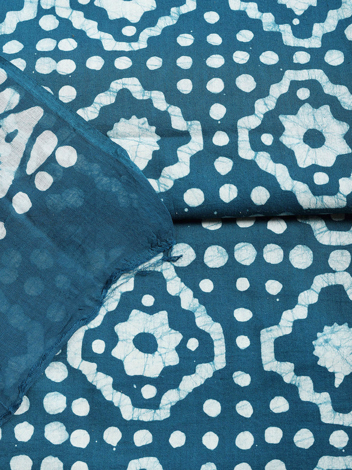 Printed Cotton Blend Unstitched Suit With Pant &amp; Dupatta