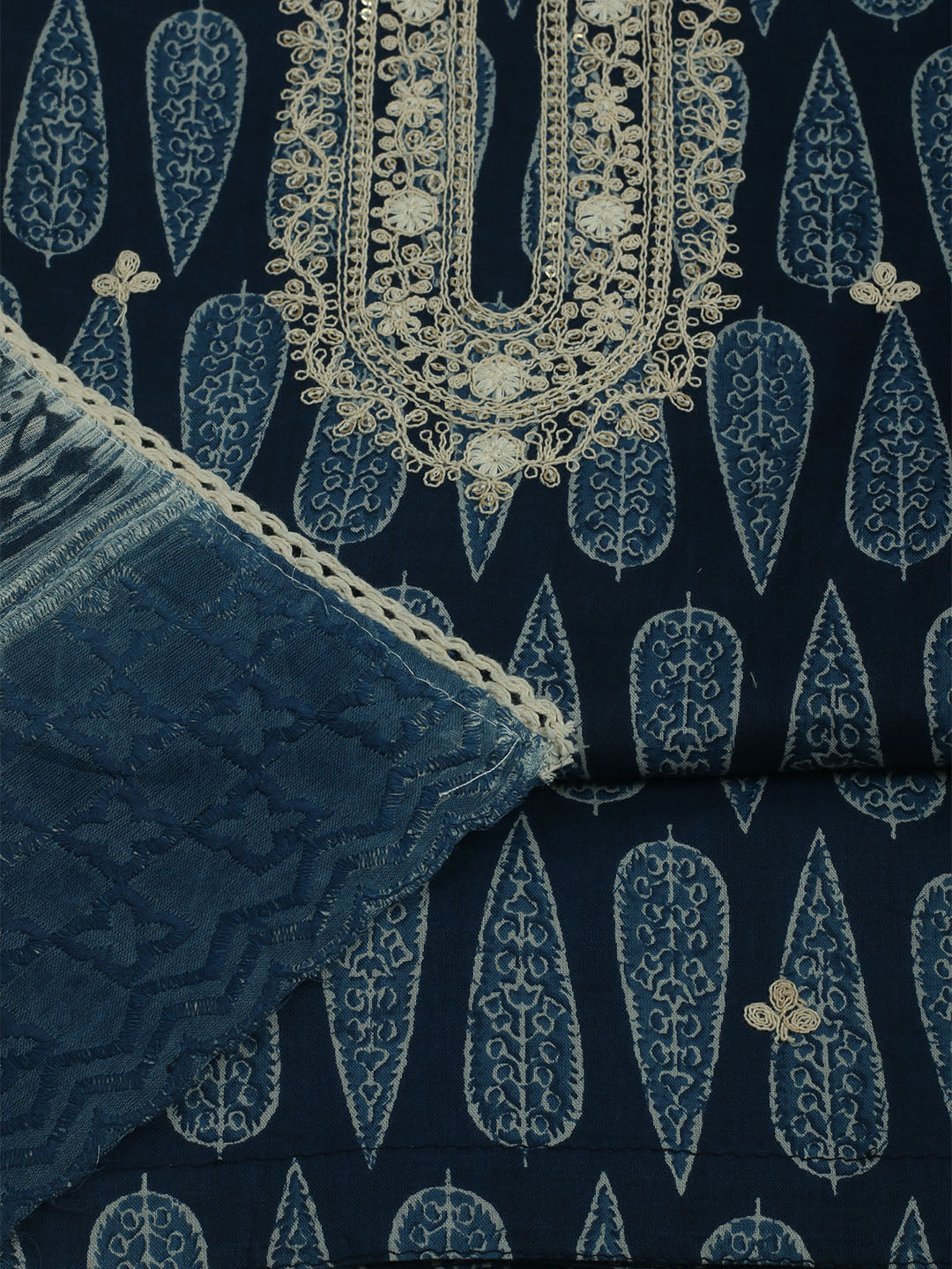 Printed Cotton Unstitched Suits Printed Suit With Pant &amp; Dupatta