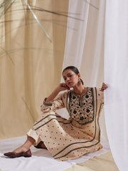 Thread Embroidered Cotton Straight Kurta With Pant