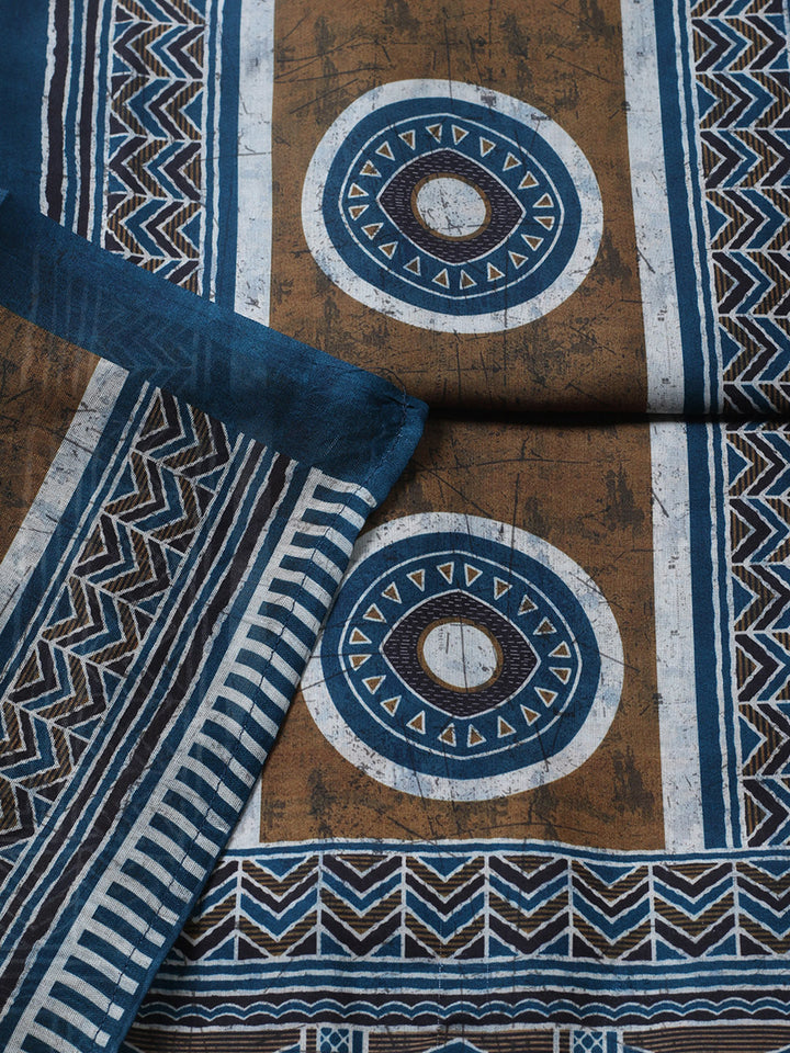 Embroidered Cotton Blend Unstitched Suit With Pant &amp; Dupatta
