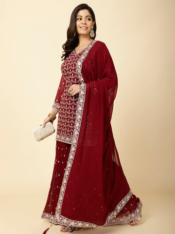 Sequence Embroidered Georgette Stitched Suit Set