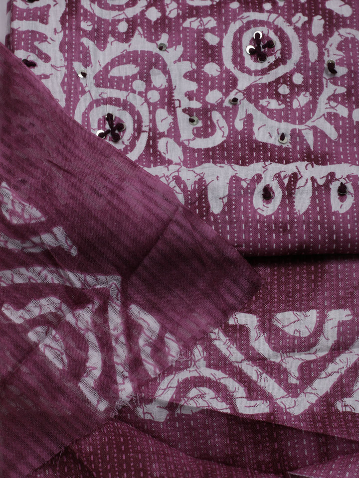 Neck Embroidered Cotton Blend Unstitched Suit With Dupatta
