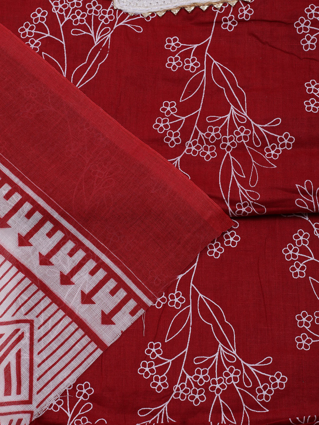 Printed Cotton Blend Unstitched Suit With Dupatta