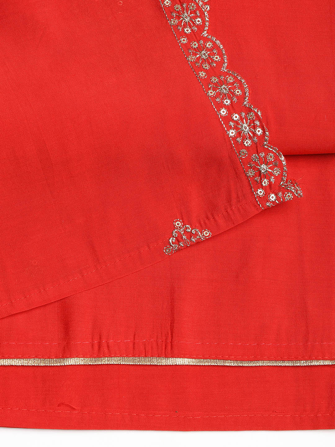 Neck Embroidered Chanderi Unstitched Suit With Dupatta