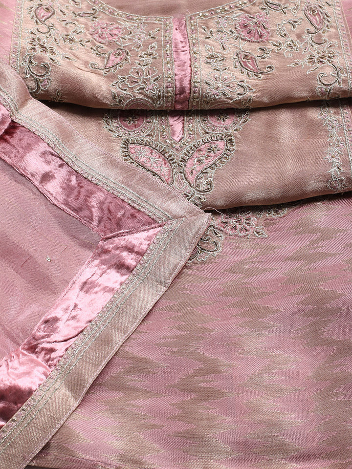 Banarasi Tissue Unstitched Suit With Dupatta
