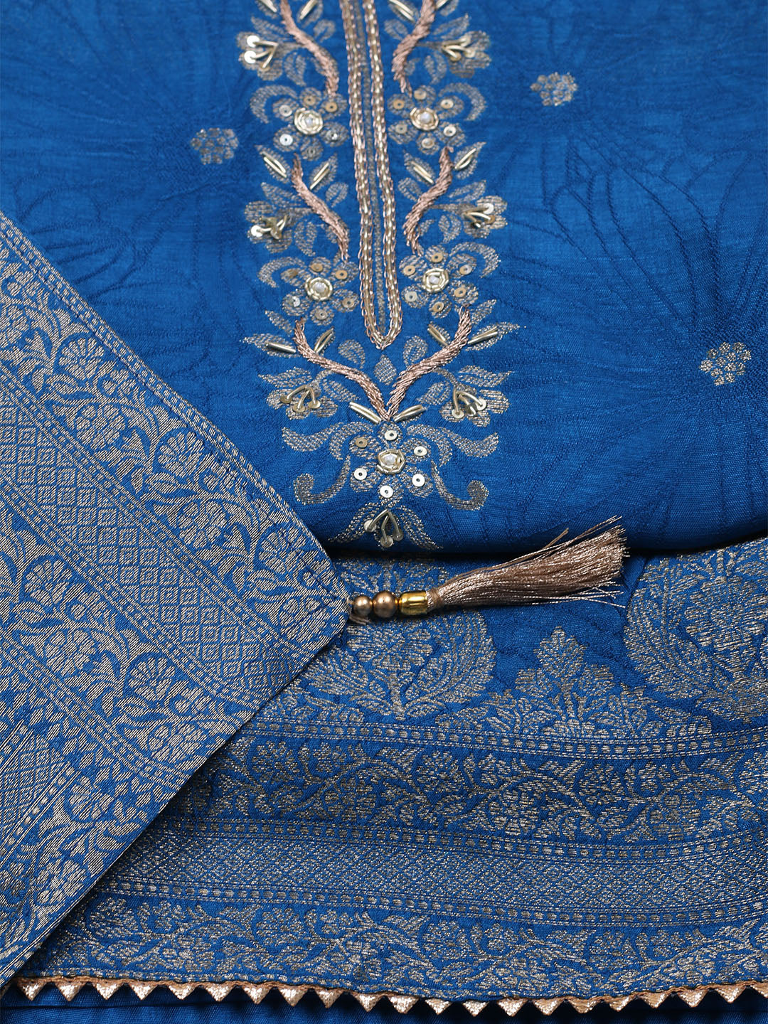 Kanjeevaram Chanderi Unstitched Suit With Dupatta
