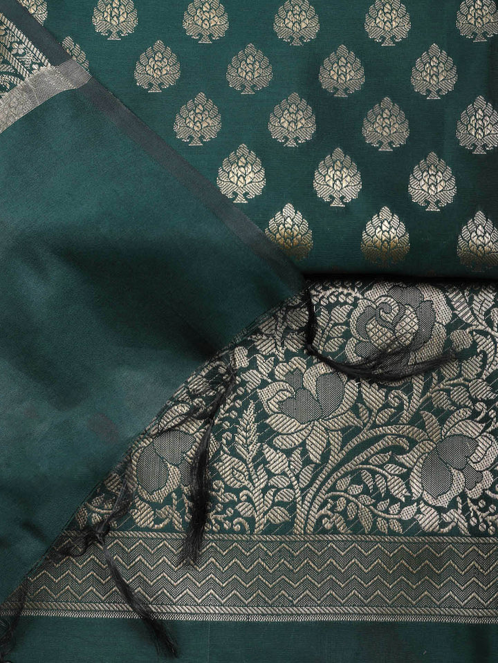 Banarasi Chanderi Unstitched Suit With Pant &amp; Dupatta
