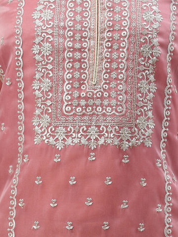 Embroidered Organza Unstitched Suit Piece With Dupatta