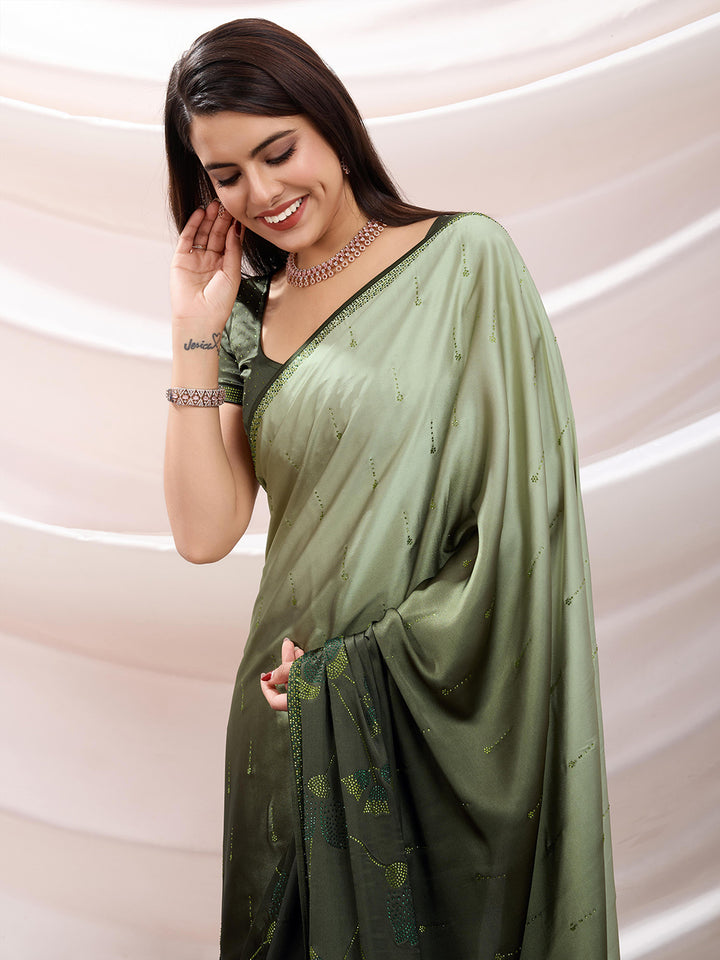 Embroidered Satin Saree