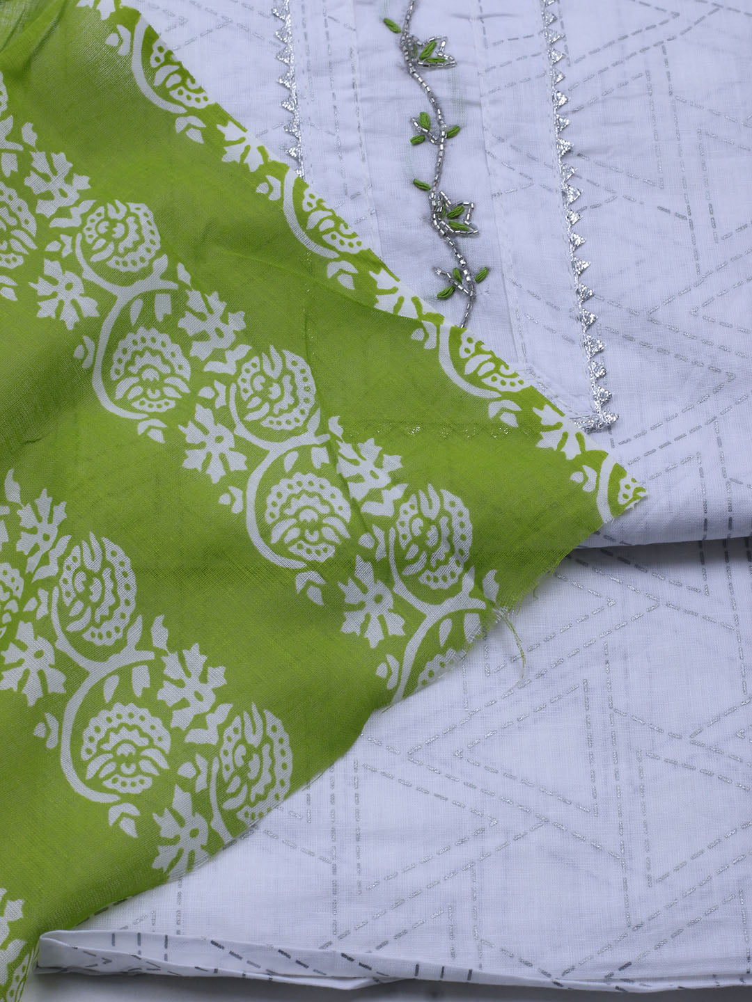 Printed Cotton Blend Unstitched Suit With Dupatta