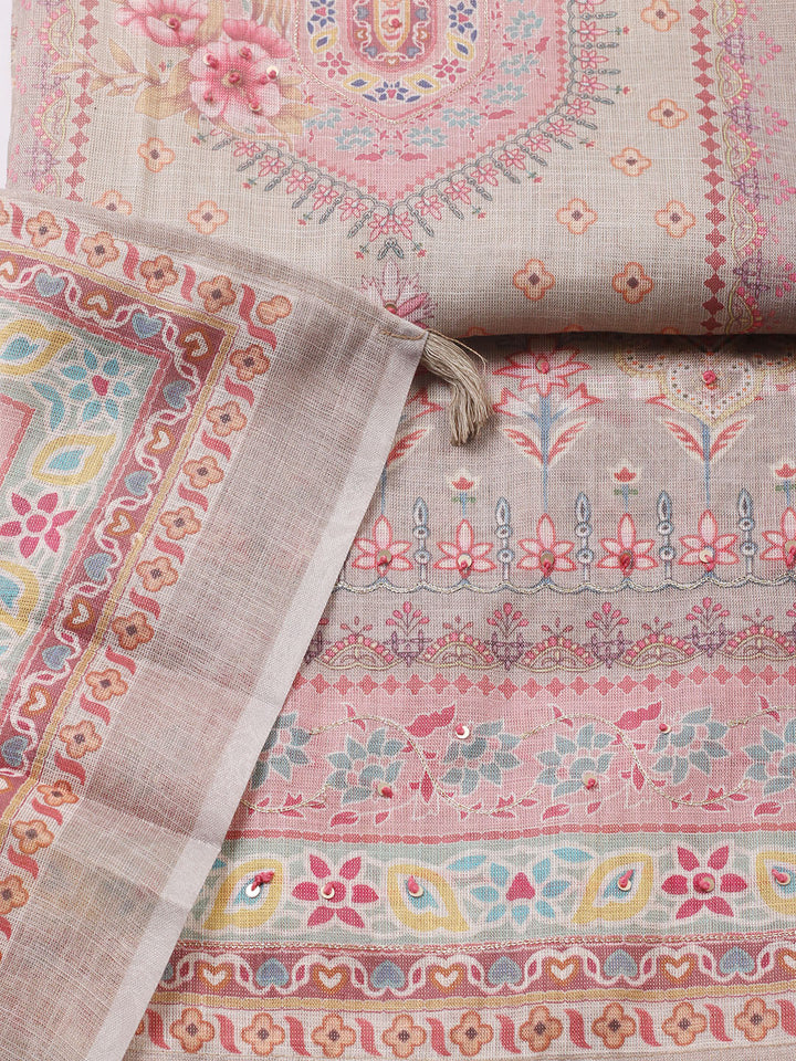 Printed Tissue Unstitched Suit With Pant &amp; Dupatta