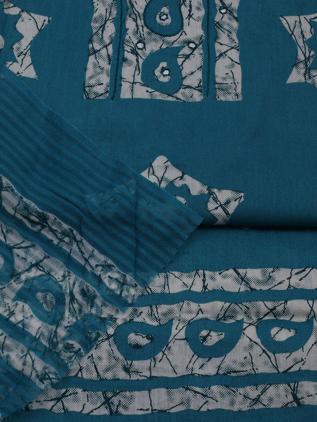 Printed Cotton Blend Unstitched Suit With Dupatta