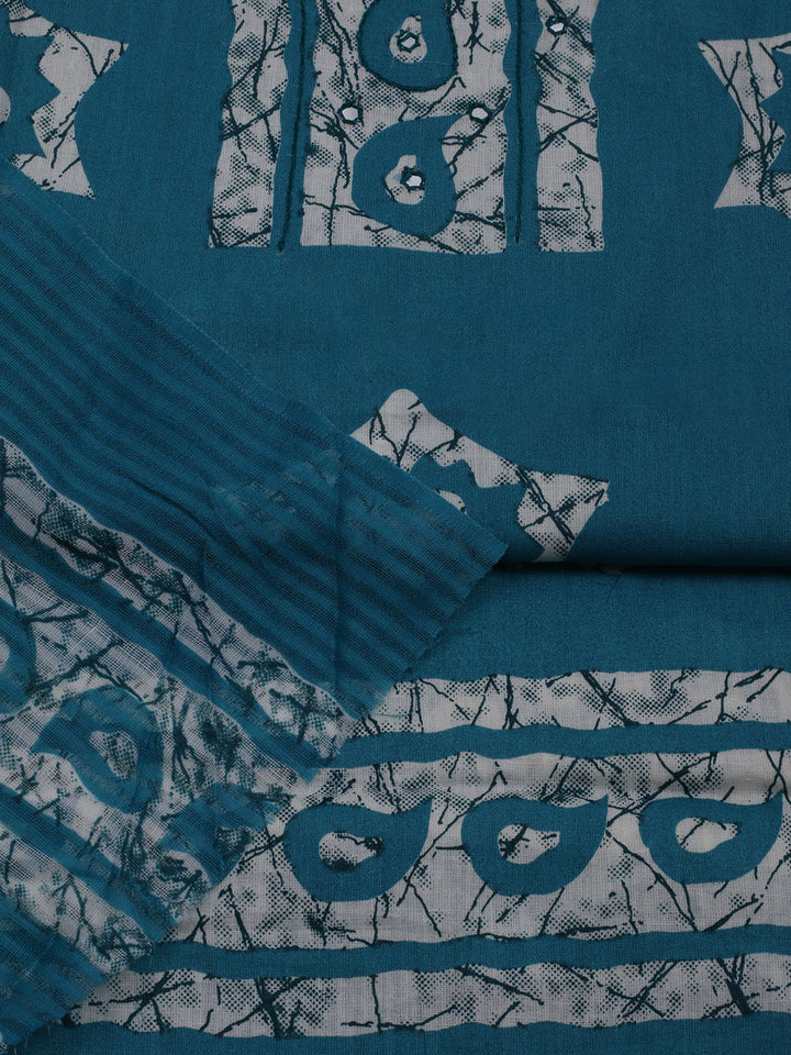 Printed Cotton Blend Unstitched Suit With Dupatta