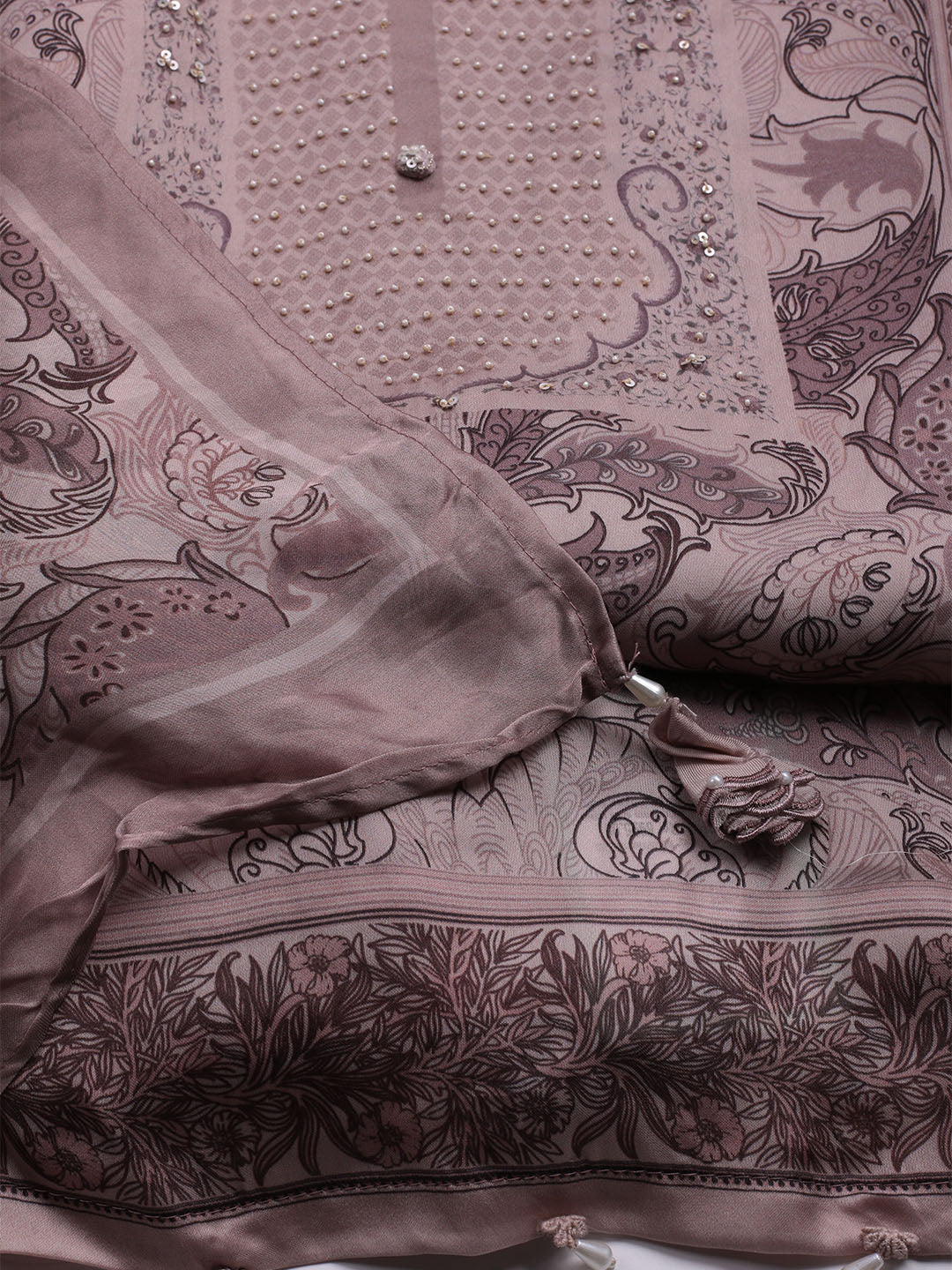 Printed Crepe Unstitched Suit With Dupatta