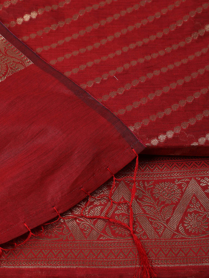 Woven Design Chanderi Unstitched Suit With Pant &amp; Dupatta