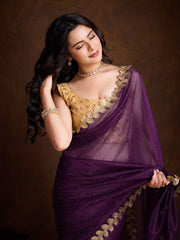 Stone Embroidery Tissue Saree