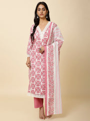 Printed Cotton Suit Set With Dupatta