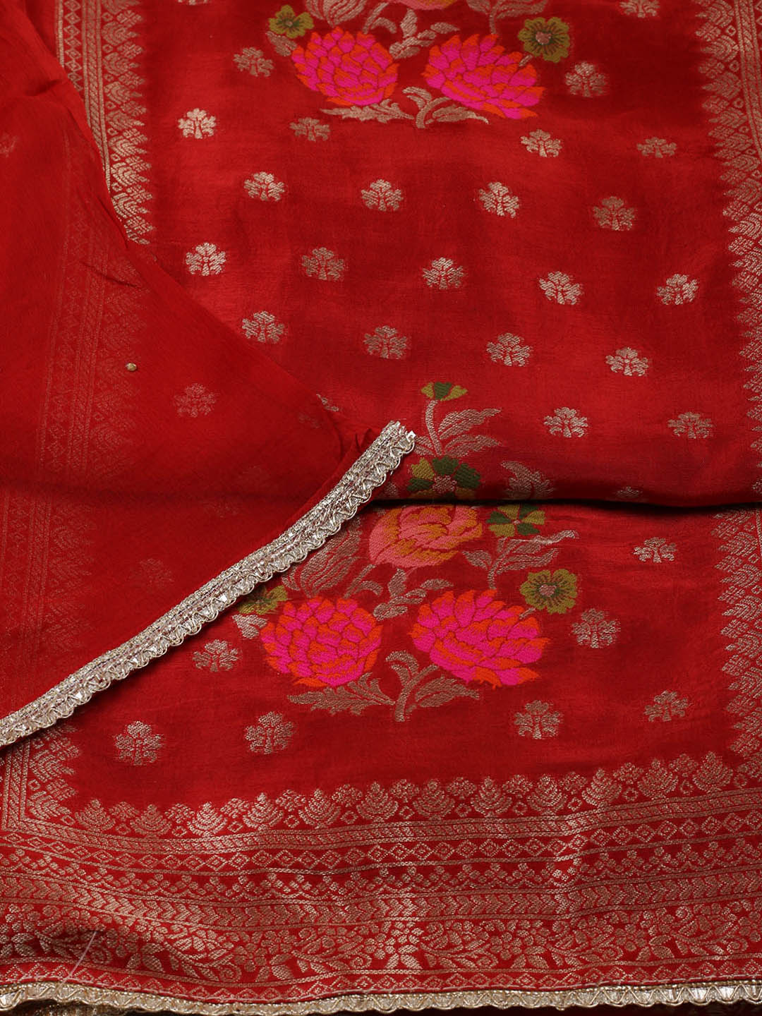 Woven Chanderi Unstitched Suit Piece With Dupatta