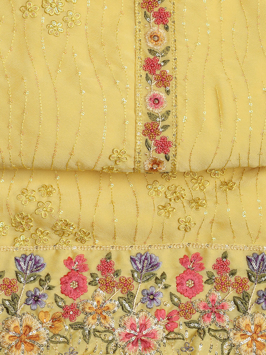 Embroidered Chinon Unstitched Suit With Dupatta