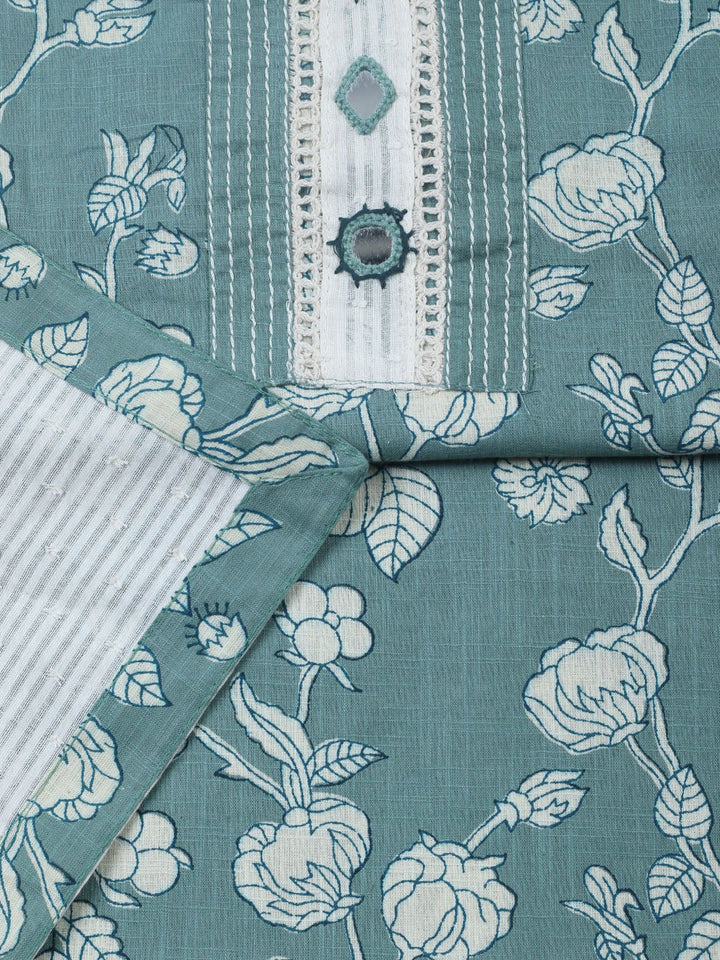 Embroidered Cotton Blend Unstitched Suit With Pant &amp; Dupatta
