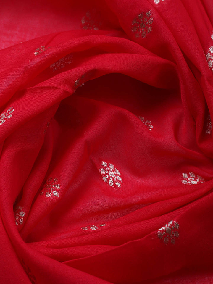 Neck Embroidered Chanderi Unstitched Suit With Dupatta