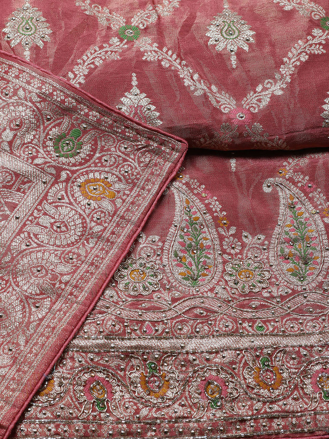 Woven Design Tissue Unstitched Suit With Pant &amp; Dupatta