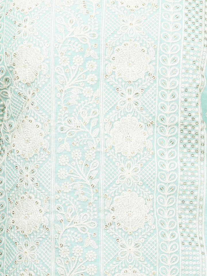 Embroidered Chanderi Unstitched Suit Piece With Dupatta