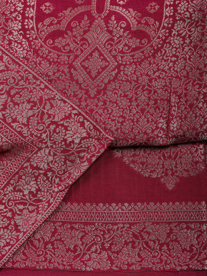 Woven Design Chanderi Unstitched Suit With Pant &amp; Dupatta