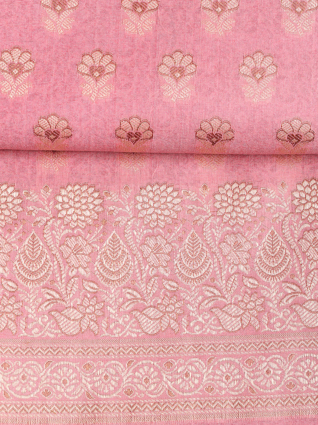 Woven Banarasi Chanderi Unstitched Suit With Dupatta