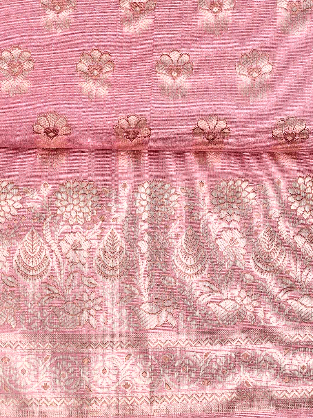 Woven Banarasi Chanderi Unstitched Suit With Dupatta