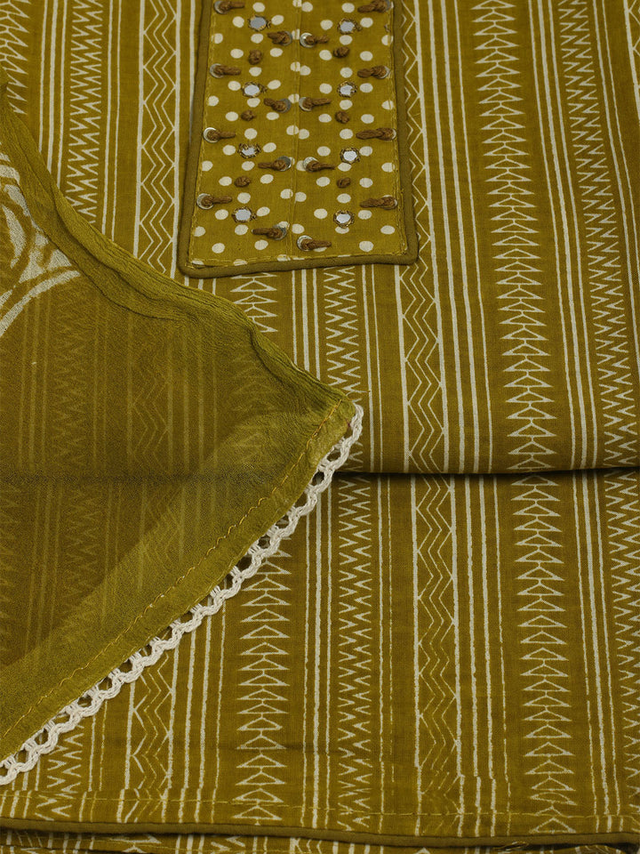 Embroidered Cotton Unstitched Suit With Pant &amp; Dupatta
