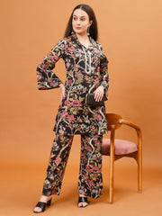 Digital Printed Cotton Blend Kurta With Pants