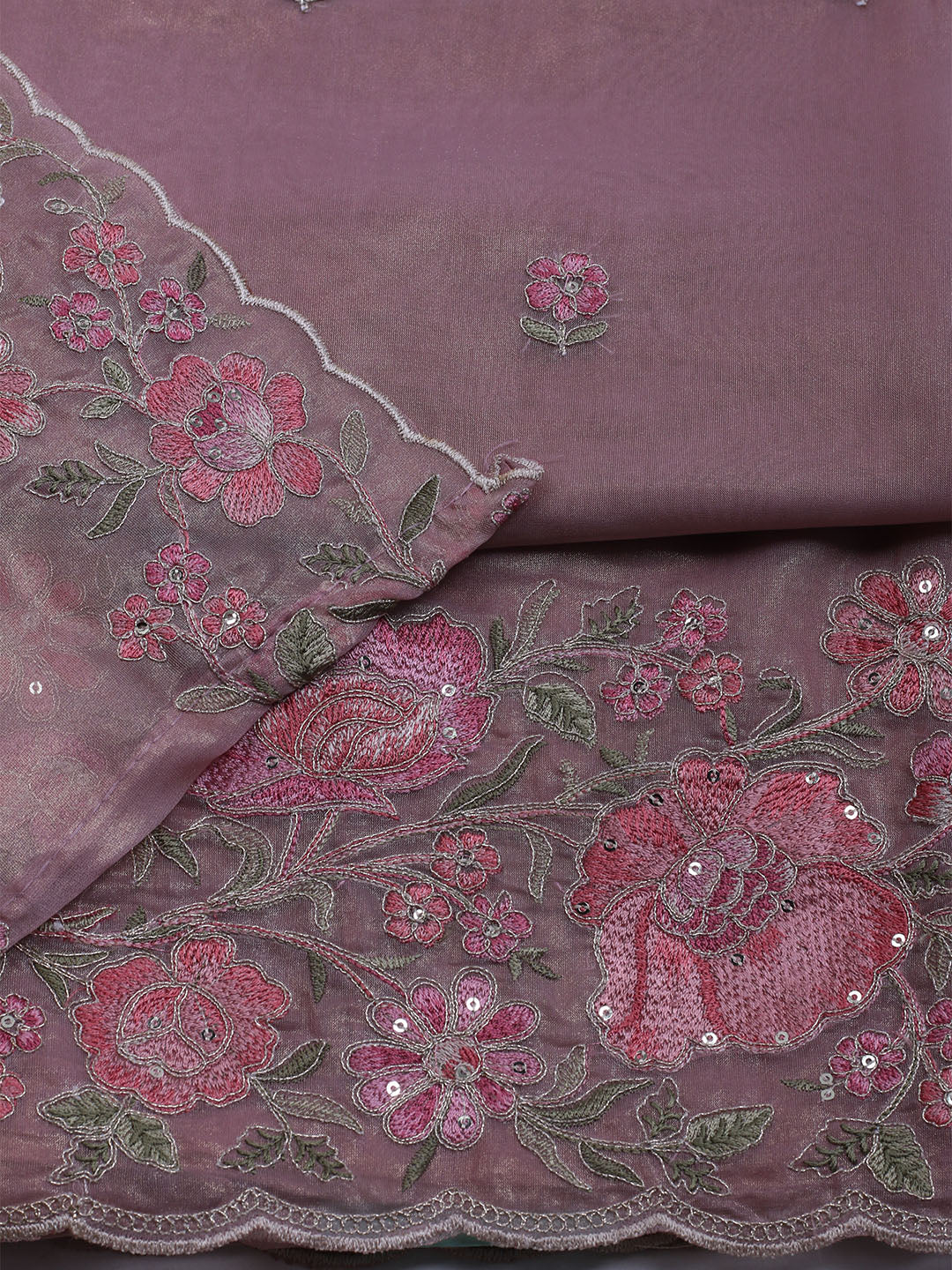 Embroidered Organza Unstitched Suit With Dupatta