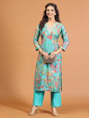 Digital Printed Muslin Kurta With Pants