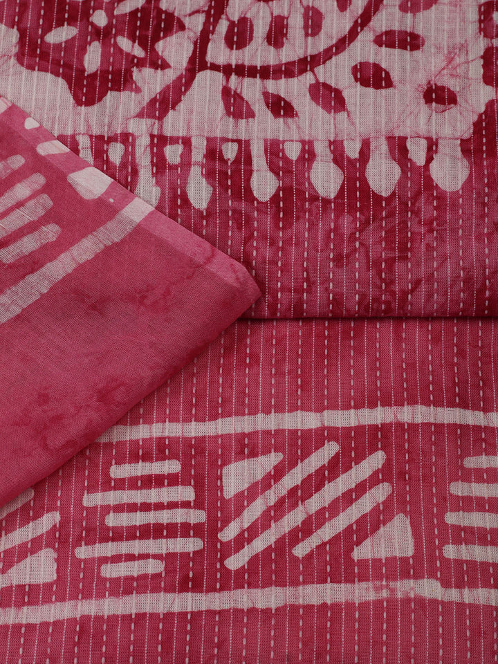 Printed Cotton Unstitched Suit With Pant &amp; Dupatta