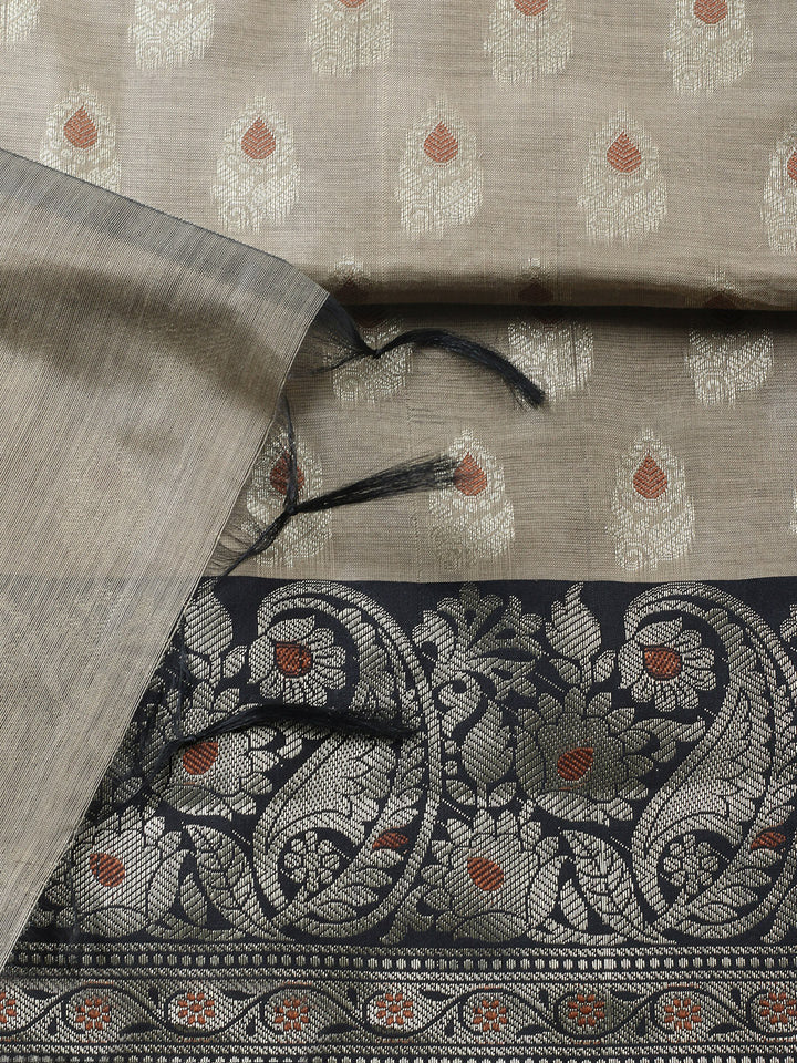 Woven Design Chanderi Unstitched Suit With Pant &amp; Dupatta