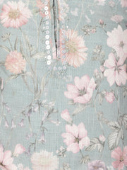 Floral Printed Cotton Unstitched Suit Piece With Dupatta