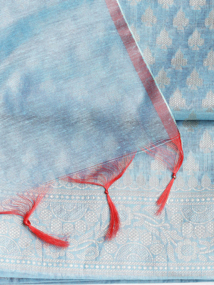 Woven Banarasi Chanderi Unstitched Suit With Dupatta