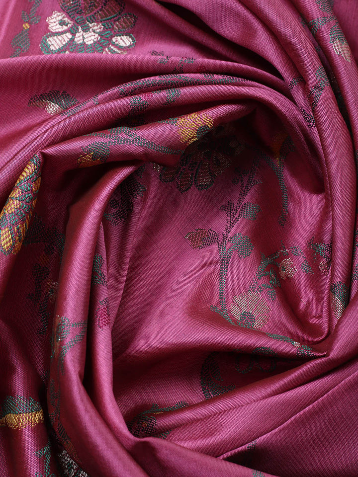 Woven Design Chanderi Unstitched Suit With Pant &amp; Dupatta