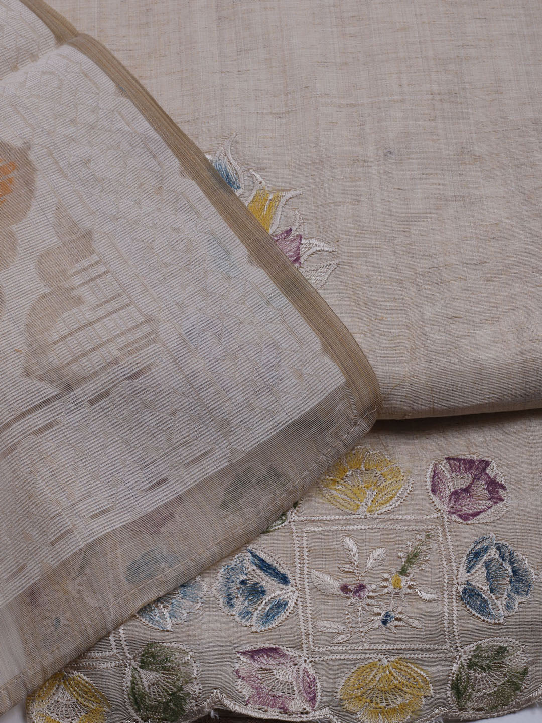 Embroidered Chanderi Unstitched Suit With Dupatta