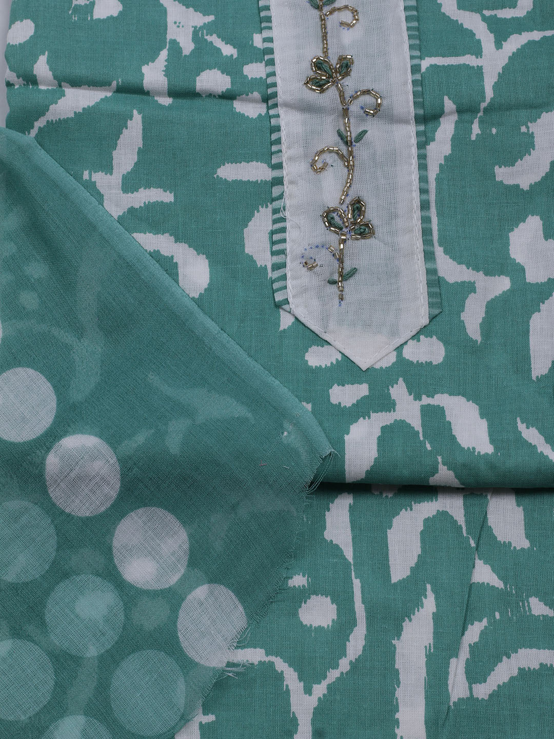 Printed Cotton Blend Unstitched Suit With Dupatta