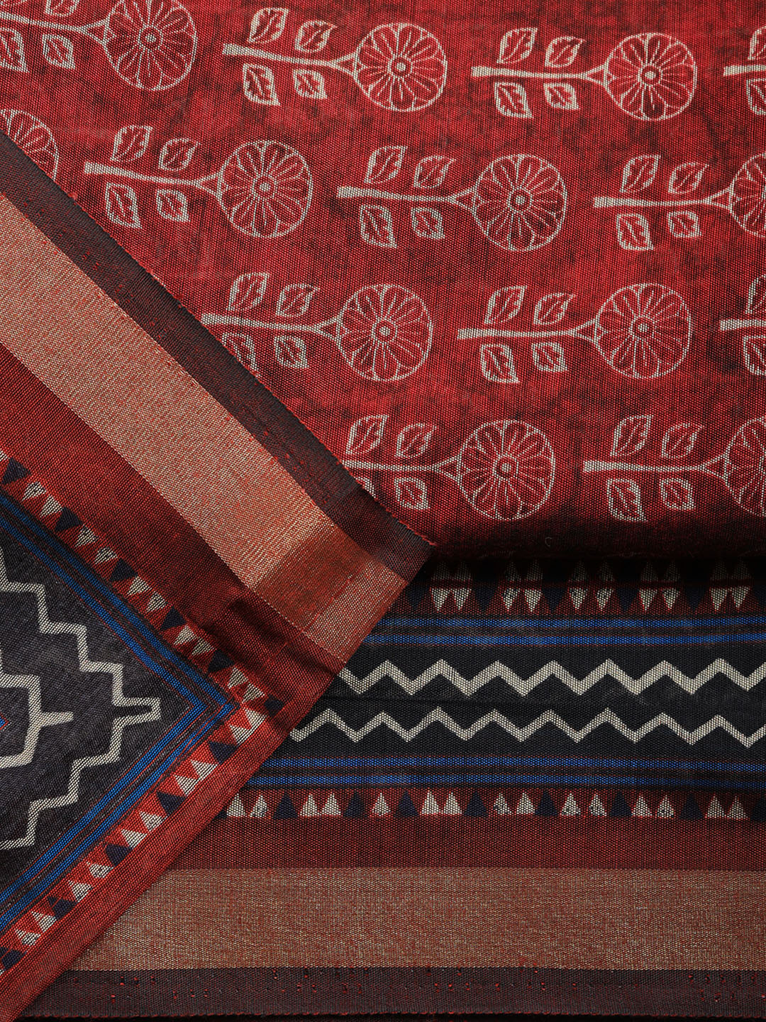 Printed Cotton Blend Unstitched Suit With Pant &amp; Dupatta